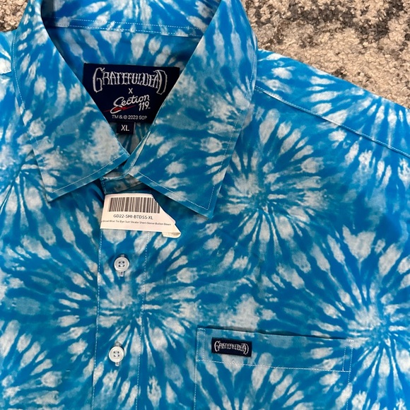 Grateful Dead x Section 119 Blue Tie-Dye Men's Shirt Size XL - Picture 2 of 5